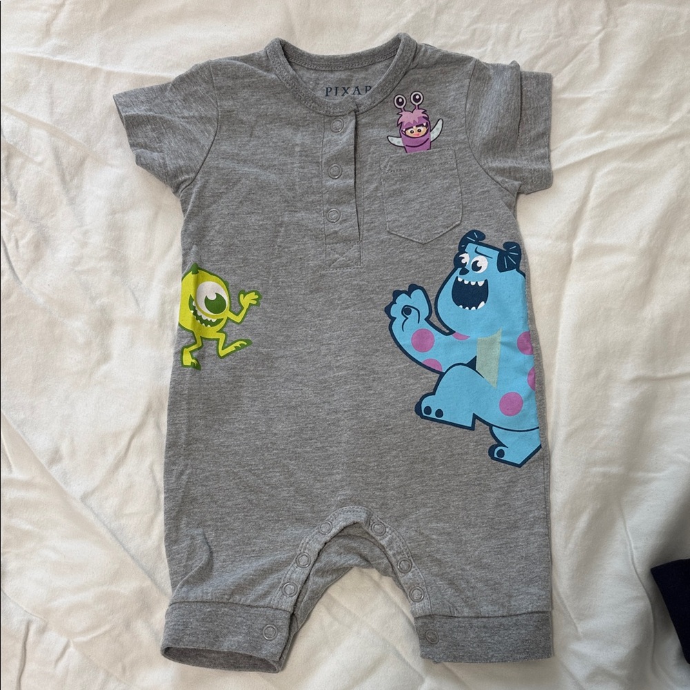 Gray Kids One Piece with Monsters Inc. Design
